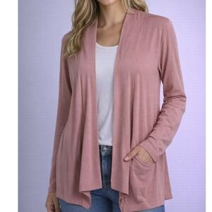 Sofra Open Front Cardigan Womens Small Rose Pink Long Sleeve Lightweight